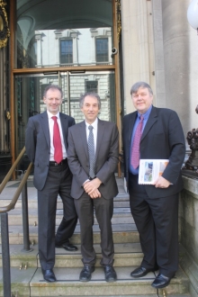 AEngD delegation to BIS (L-R: Tony O'Brien, William Powrie and Patrick Godfrey, setting off from Institution of Civil Engineers), 8 April 2014.